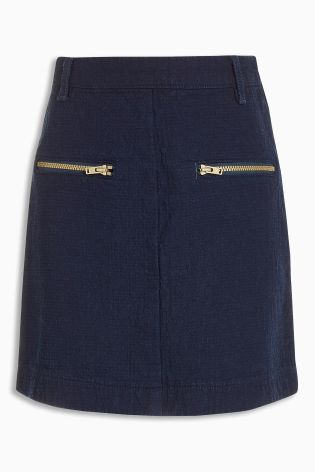 Navy Textured Denim Skirt (3-16yrs)